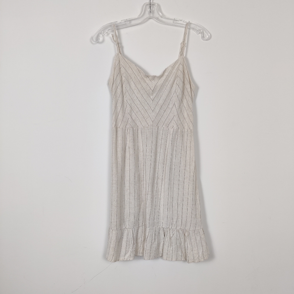 Monteau Women's Tiered Babydoll Mini Drdss Size Large NEW Striped Bohemian Boho